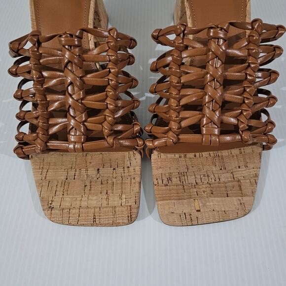 NEW Marc Fisher LTD Colica Sandal Womens 8.5 Brown Cork Knotted Block Heel - Picture 5 of 12